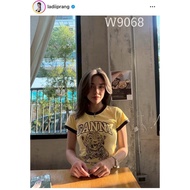 T-Shirt With Tiger Print Sleeves Ganni