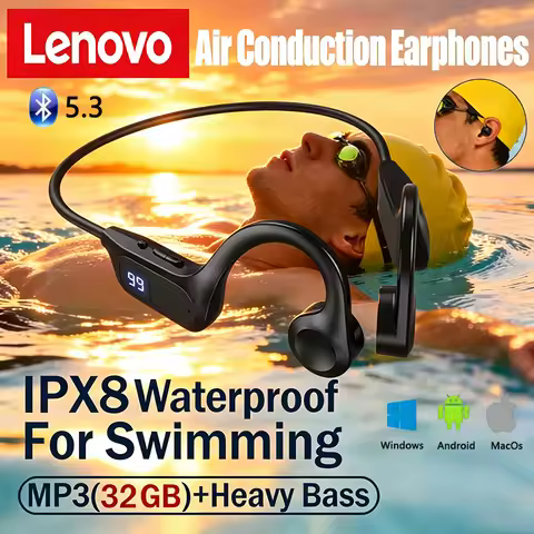 Lenovo Wireless Bone Conduction Headphones Bluetooth Earphone Sport Swimming Bluetooth Compatible He