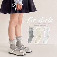 Aurora muse soft high-neck lace ruffle socks for girls