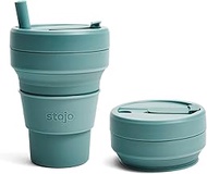 STOJO Biggie Silicone Collapsible Cup, 16oz/470ml, Eucalyptus