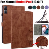 For Redmi Pad SE 2023 Xiaomi Tablet PC Case Red Mi Pad 10.61" VHU4254IN Tiger PU Leather Casing Stand Magnetic Flip Cover
