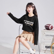Taiwan Taiwan Ready Stock 100% Cotton Color Matching Long Sleeve T Long Sleeve T Women Top Cute Prin