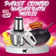 HSH COD PAKET COMBO WAJAN BATU MEDIS ( WAJAN BATU MEDIS HAND MIXER CHOPPER ) Kitchenware
