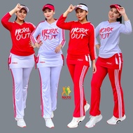 Setelan Baju Olahraga Merah Putih Rok WORKOUT Set Baju Senam Panjang Baju Zumba Aerobic Gym Fitness Jogging Running Cycling Sepeda Gowes Seragam Olahraga Training Wanita Panjang Hijab Muslim Indoor Outdoor