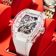BONEST GATTI Men Watches Transparent Automatic Mechanical Sapphire Glass Fluororubber Strap BG6001
