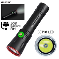 Asafee 2000LM DA11 SST40 LED ultra bright Powerful light Dive flashlight Scuba 5 gear switch using 21700 rechargeable battery IPX8 Waterproof