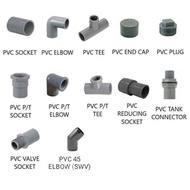 PVC Pipe Fitting PVC Paip Connector Socket Elbow/Tee/Valve Socket/Plug/End Cap/PT Socket/PT Elbow 15mm/20MM/25mm