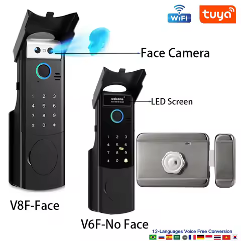 Waterproof Intercom Face Recognition Tuya Wifi Fingerprint Code RFID Card Smart Lock Doorbell RFID k