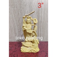 Statue of Goddess tjiu Tien / qiu Tien / jiu Tien - Wood - 3 inch - Plain (g)