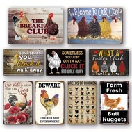 1pc Chicken Coop Metal Tin Signs Retro Guess What Ranch Retro Poster Garage Kitchen Wall Plaque Home