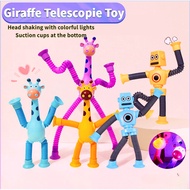 DIY Giraffe / Robot Retractable Pop Tube Giraffe Toy With Lights Interactive Joint Movement Toy Stre