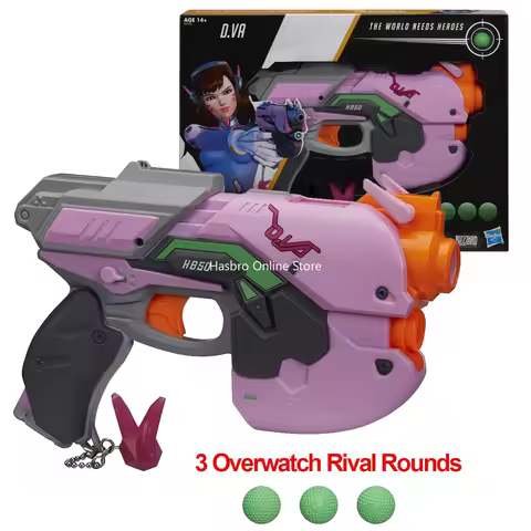 Hasbro Nerf Overwatch D.Va Rival Blaster with 3 Overwatch Rival Rounds Gun Toys for Kids Boys Birthd