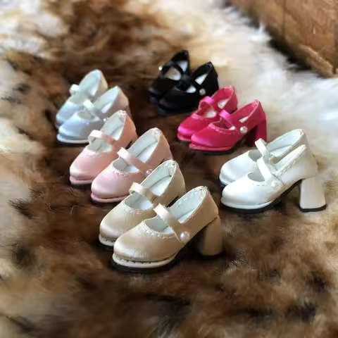 3.2cm Blyth Vintage Satin Mary Jane High Heels Ob24 Shoes (Fit Barbi,Pullip,MMK, Azone, Licca, Kurhn