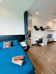 landmark residence 2, blue theme studio w/ curtain, private studio and free wifi.