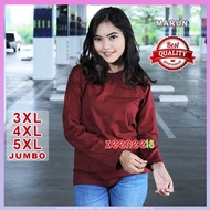 Women's Jumbo Long Sleeve T-Shirt, Chest Size 130, 3XL, 4XL, 5XL, Maroon