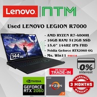 #LL114 USED LENOVO LEGION Gaming Laptop R7000 AMD RYZEN 7-4800H 16GB 512GB SSD NVIDIA RTX2060 6GB 15
