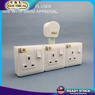 Heavy Duty 13A T-Adaport Wall Socket Extension Plug 3 Way Adaport 3 Core Cable Socket Plug Extantion