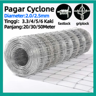 2.5mm pagar Cyclone 4kaki/5kaki/6kaki  20m 30m 50meter pagar kebun cyclon pagar lembu cyclon Fastloc