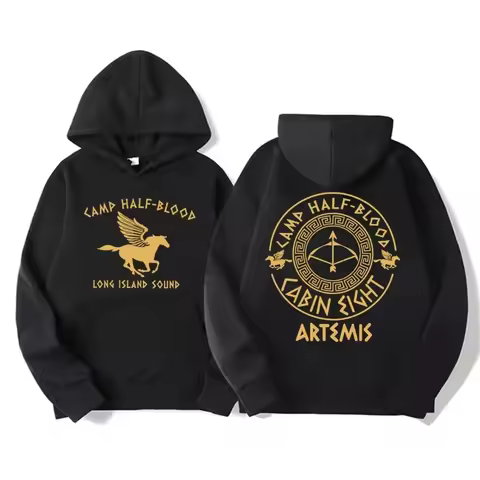 Percy Jackson Double Sided Graphic Hoodie Camp Half Blood, Heroes of Olympus Hoodies Men's Clothing 