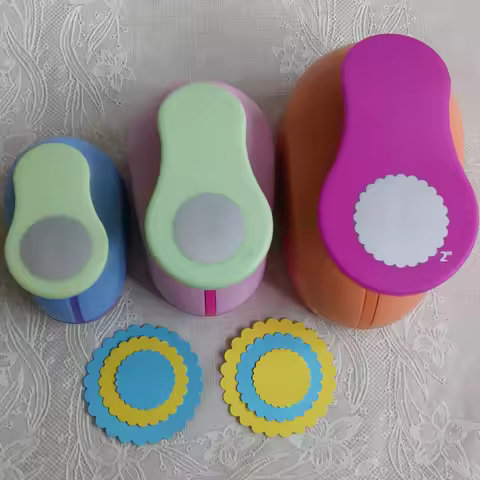 7cm 5cm 3.8cm 2.5cm wave circle shape craft punch set children manual DIY hole punches cortador de s