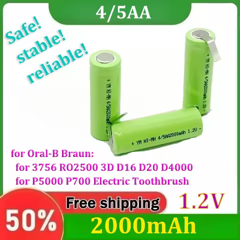 for Oral-B Braun 3756 RO2500 3D D16 D20 D4000 P5000 P700 Electric Toothbrush 4/5AA 1.2V 2000mAh Ni-M