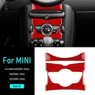 2pcs Carbon Fiber Car Multimedia Center Control Frame Sticker Cover Interior Trim for Mini Cooper R5