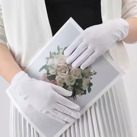 New Solid Fashion Women's Gloves Manner Ceremonial White Elastic Sunscreen Mittens Female UV-Proof S