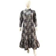 Abstract Tree Motif Button Nursing Dress LD 110 cm Rami Linen Import 3150#