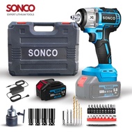SONCO 38820 Heavy Duty 688VF Cordless Impact Wrench Electric 1/2 Inch Socket Drill Screwdriver Bater