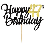 Happy 47th Birthday Cake Toppers Glitter 47th Anniversary Cake Topper 47 Years Loved Bday Decoration