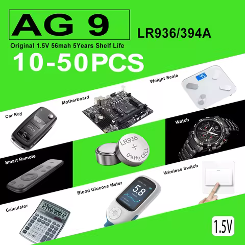 10-50PCS LR936 AG9 LR45 LR930 LR932 1.5V lithium manganese dioxide button battery, suitable for calc