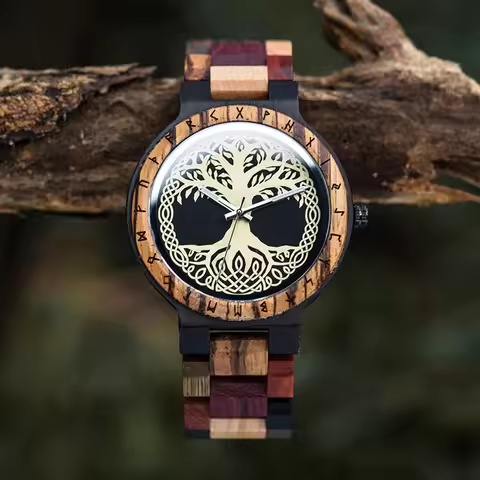BOBO BIRD VIKING Men's Watches Handmade Wooden Wristwatch Customized Dropshippping