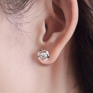 S925 sterling silver na karayom ​​na hikaw sa Korea ligaw na apat na dahon na mga hikaw ng klouber h