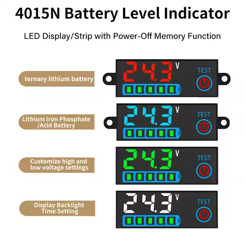DC7-55V Lithium Battery Level Indicator 3S-14S LED Digital Battery Tester Voltmeter Charging Indicat