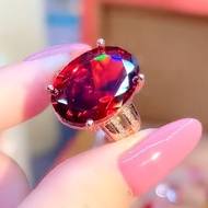 Large Loose Stone Red Diamond Ring Ruby Crystal Ring 18K Gold Diamond Red Diamond Double Row Diamond