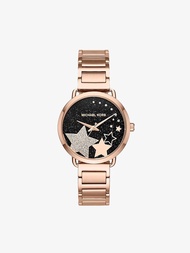 นาฬิกาข้อมือผู้หญิง Michael Kors Portia Black Crystal Pave Dial Rose Gold MK3795