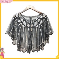 ARINY|  Women Cape Crochet Lace All-match Mesh Summer Beaded Sequin Shrug Flapper Dress Shawl for Party