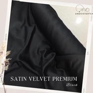 1 ROLL Bahan Kain Satin Velvet Premium Warna Hitam