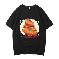 Capybara cotton top tees teen 80s anime Pastel Digital 2000s aesthetic top tees 2000s Digital Classi