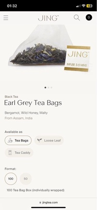 JING Earl grey tea bags