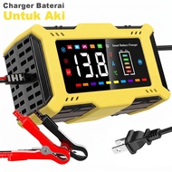 Charger Aki Mobil Motor 12V 6A Charger Aki Portable LCD Indikator Cas Aki 12V4AH-100AH JJ1206-7