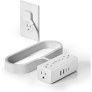 3 Feet (About 9.1 Meters) Extension Cord, with Multiple Sockets, Flat Plug Surge Protector Power Boa
