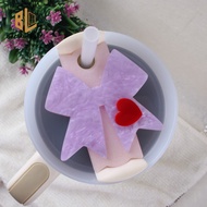 Cup Lid Topper Bow with Heart Two-layer 3D Cup Lid Tag for Stan Ley 20oz 30oz 40oz Plate Cup Accesso