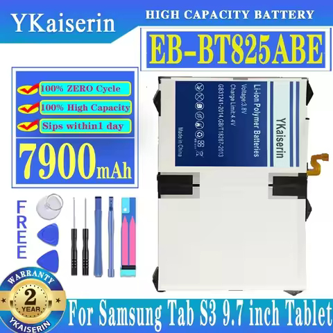 7900mAh High-Capacity Tablet Battery for Samsung Galaxy Tab S3 9.7 SM-T825C T820 T825 EB-BT825ABE