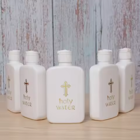 100ml Easter Holy Water Church Jesus Bottle With Gold Blocking Logo Holy Bible Christian Cross Plast