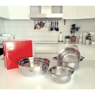 [Germany] Fissler Stainless steel mulit bowl strainer small medium large size and mixing bowl 3pcs s