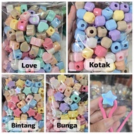 2d Large Hole Beads Love Star Square Large Hole Bead/