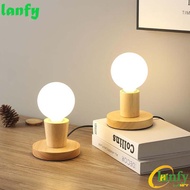 LANFY Bulb Holder Household E27 Night Light Home Decor Solid Wood Living Room Wood Lamp Holder