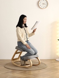 ErgoKneel Chair - Kneeling Chair Stool Ergonomic Correct Posture Knee Chair Wooden Home Office Furniture (Grey Color)