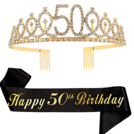 Birthday Tiara Crown Sash Women Girls 16Th 18th 21St 30Th 40Th 50Th 60Th 70Th 80Th Happy Birthday Pa